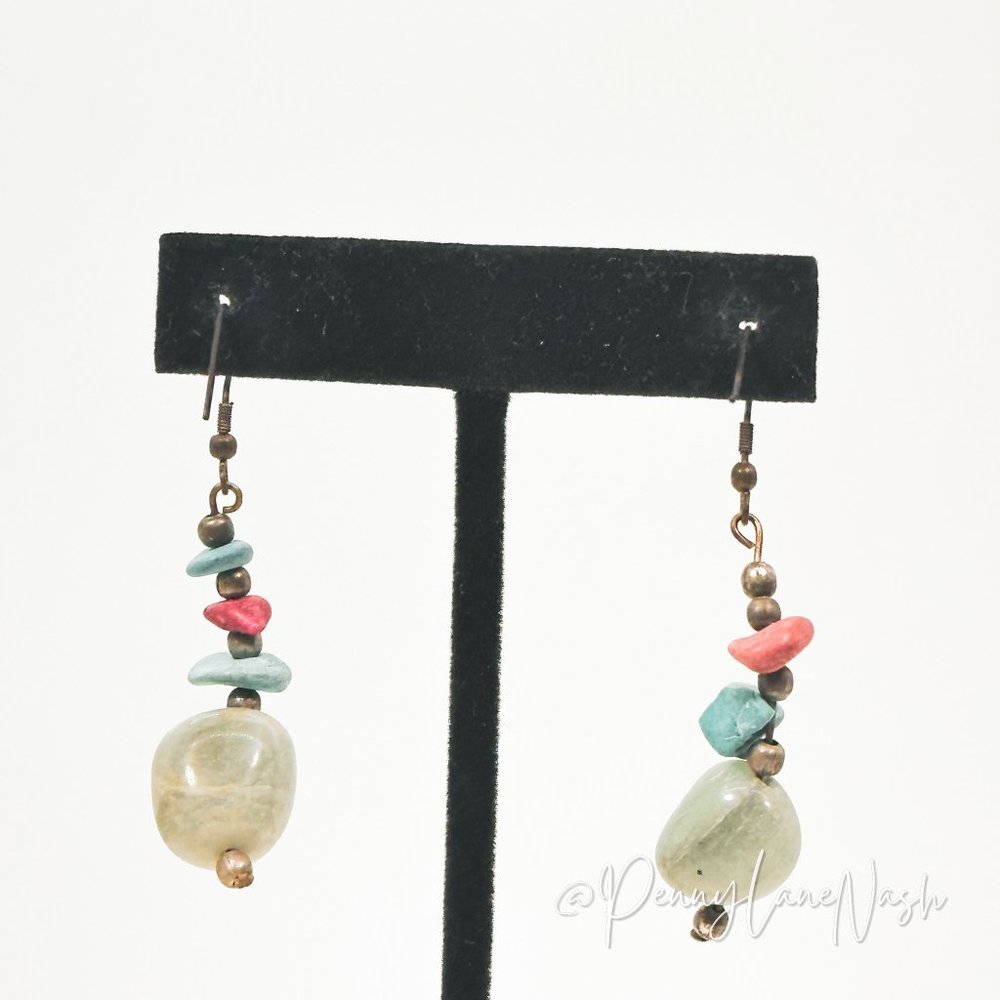Vintage Mini Beads w/ Large Bead Dangle Earrings - Picture 4 of 4